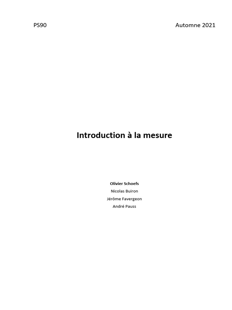Introduction à la métrologie et mesures | PDF | Erreur de mesure ...