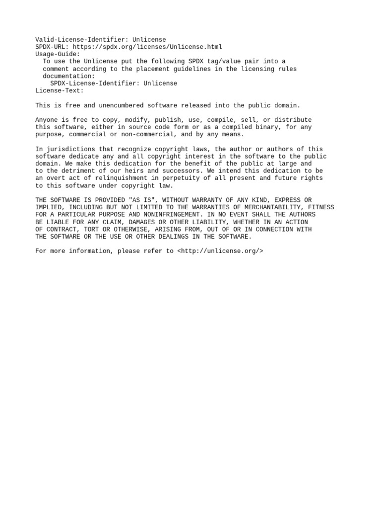 Unlicense: Public Domain Software Guide | PDF