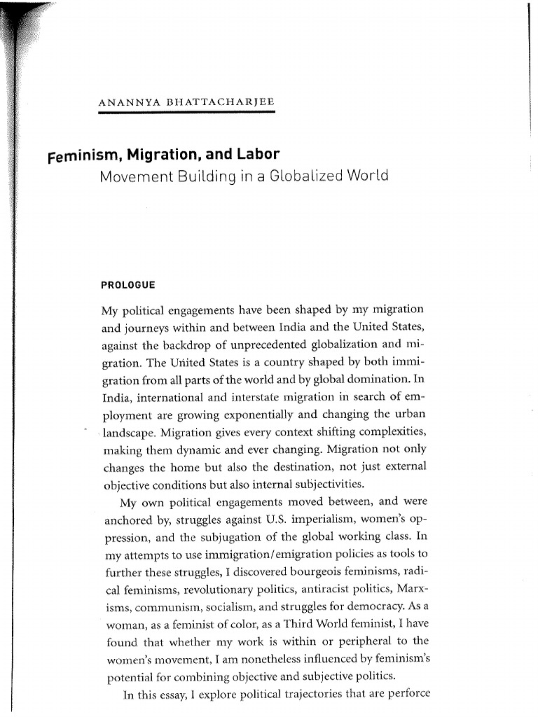 Feminism Migration and Labor Movement Bu | PDF