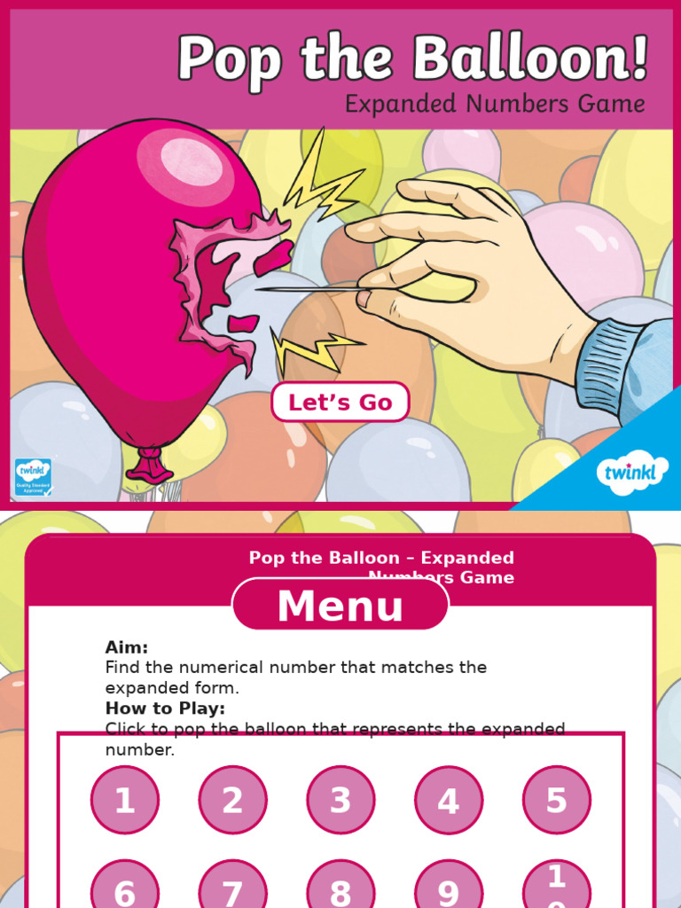 Expanded Numbers Balloon Game | PDF