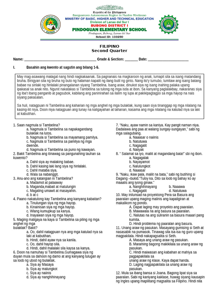 2nd Quarter Exam | PDF