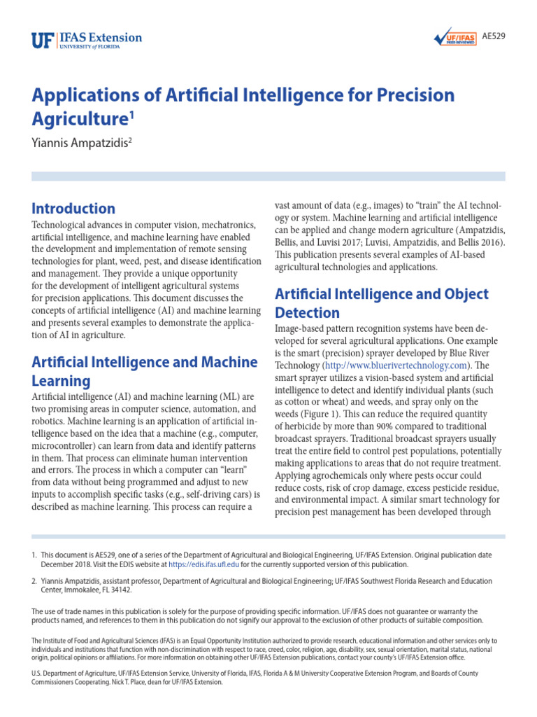AI Applications in Precision Agriculture | PDF | Artificial ...