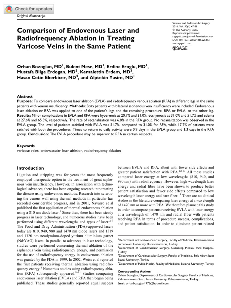 Comparison of EVLA To RFA | PDF | Varicose Veins | Vein