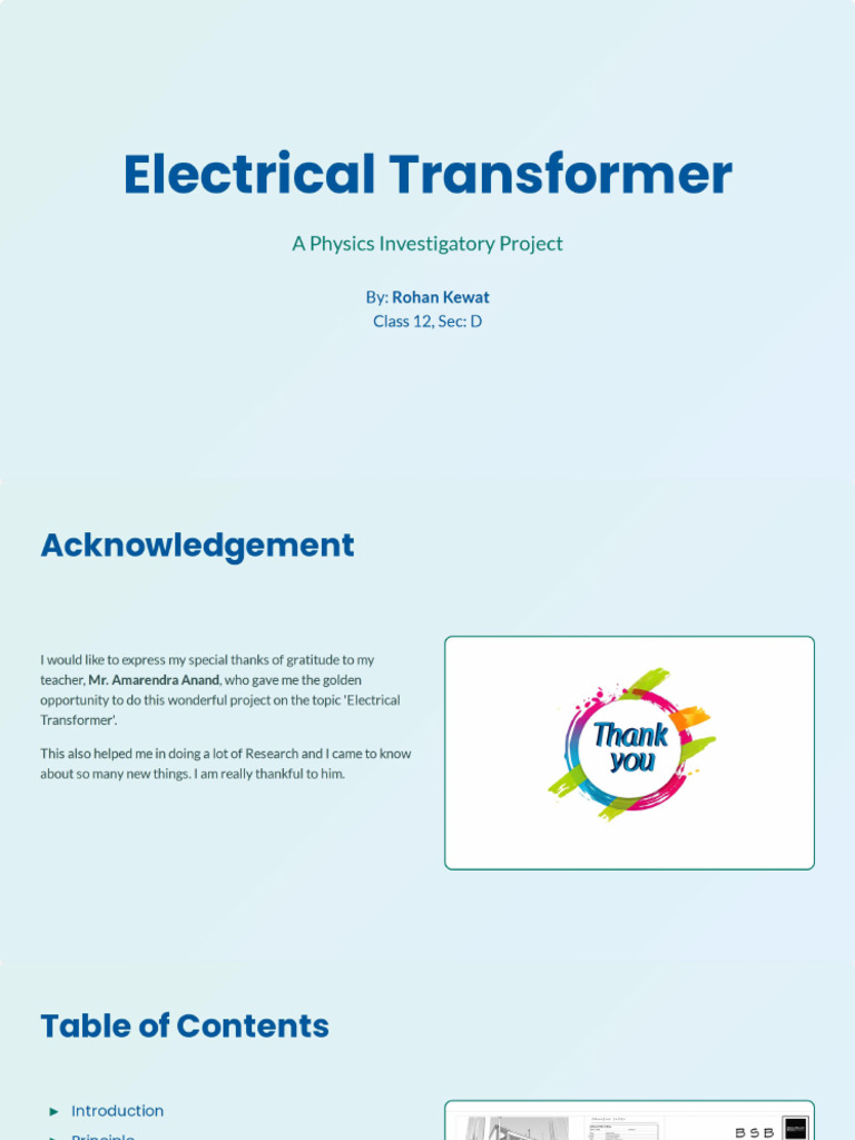 Electrical Transformer Project | PDF