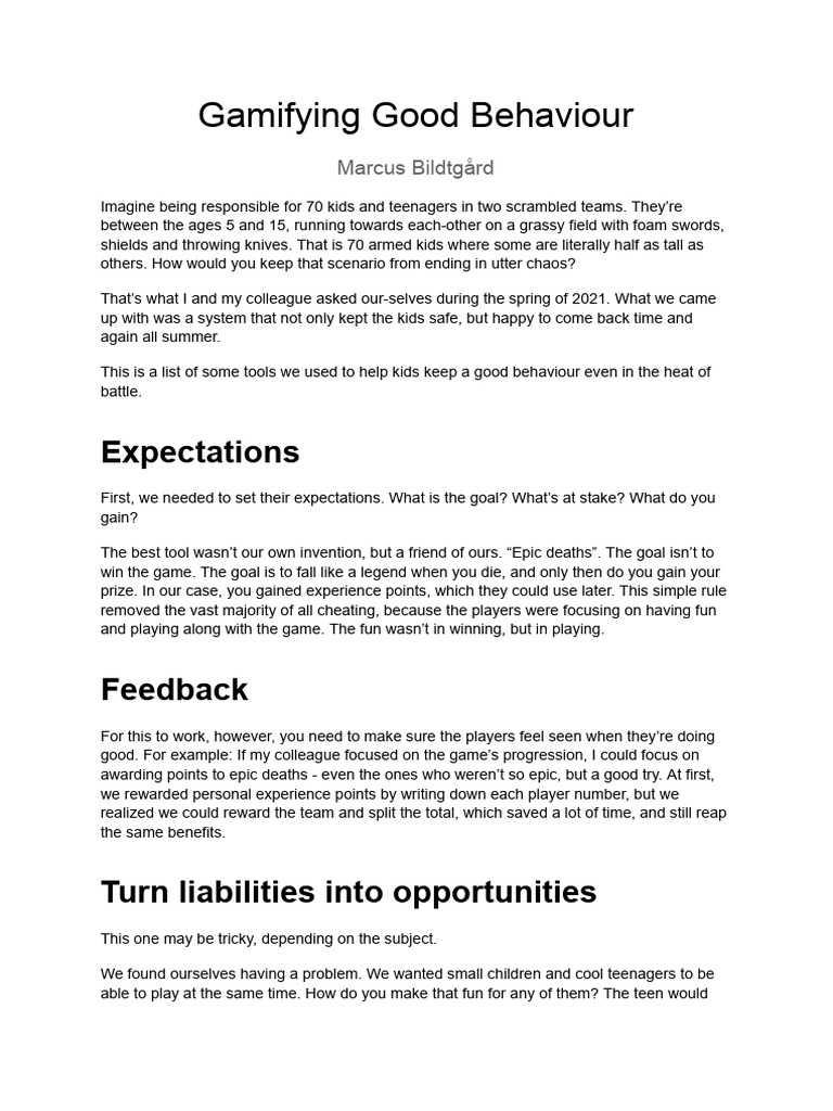 Gamifying Good Behaviour | PDF
