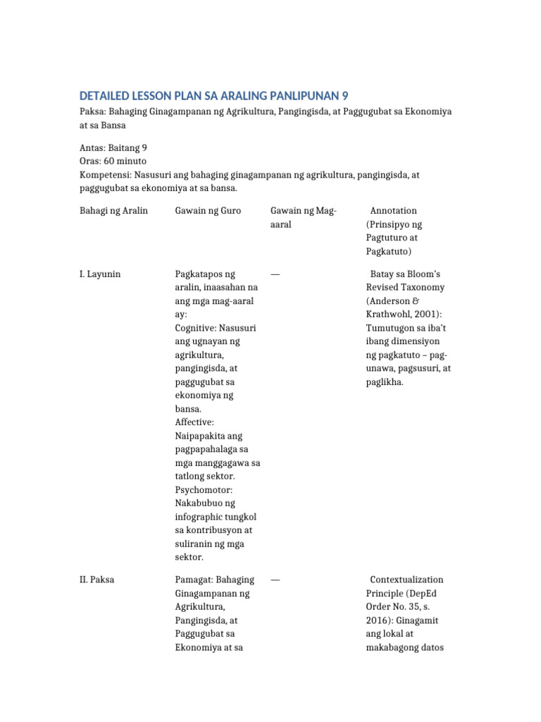 5es AP9 Detailed LessonPlan Filipino | PDF