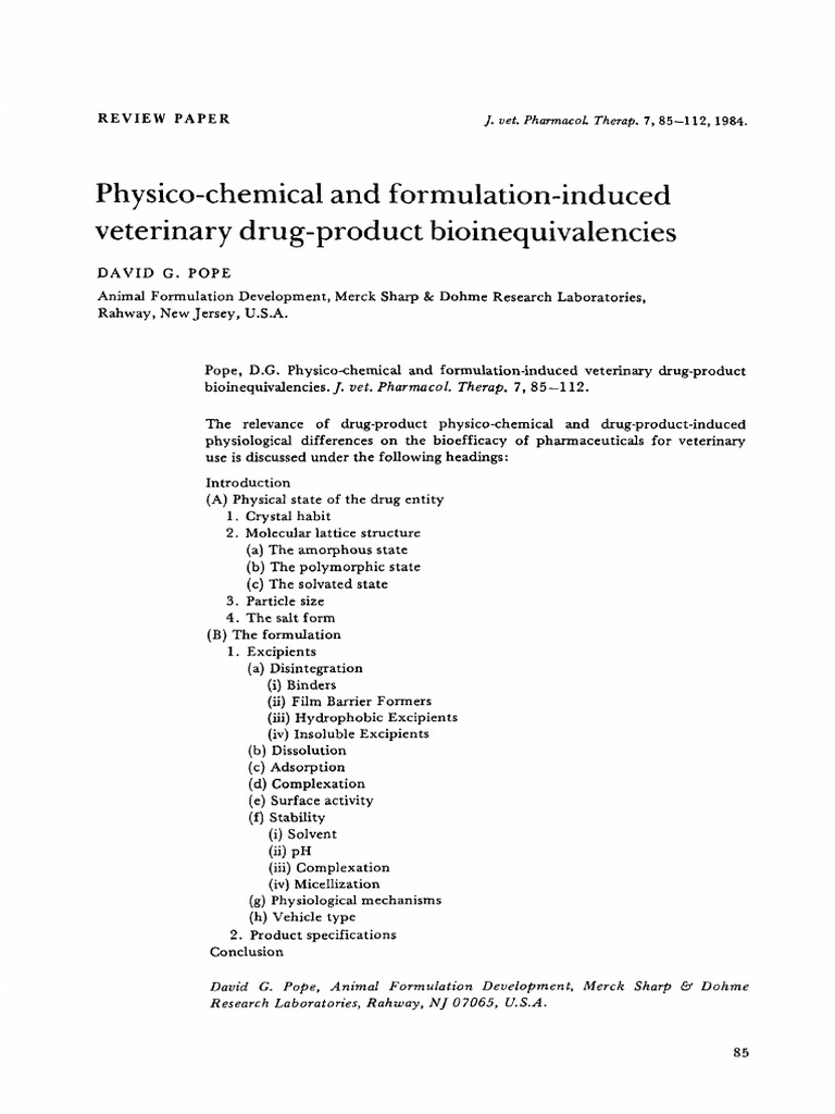 Veterinary Drug Bioinequivalencies Explained | PDF | Solubility ...