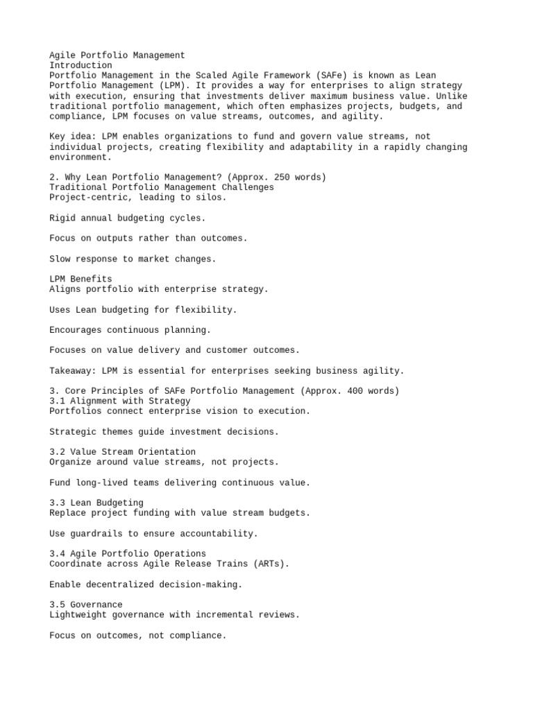Lean Portfolio Management in SAFe | PDF | Agile Software Development ...