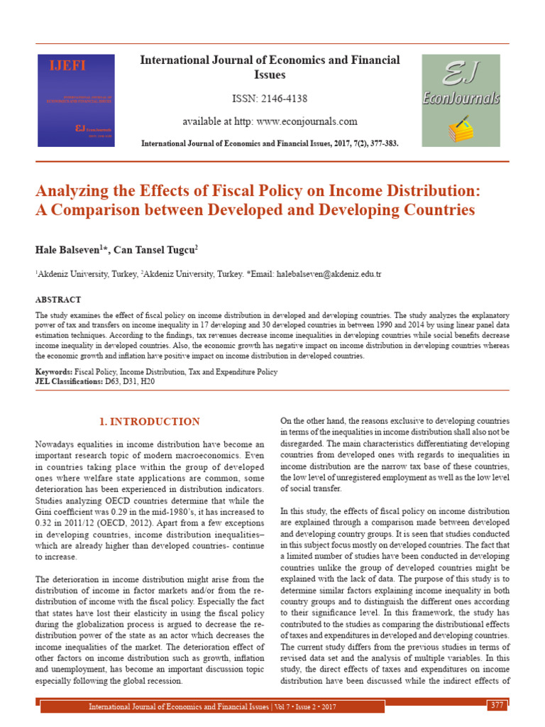 Analyzing The Effects of Fiscal Policy On Income Distribution - A ...