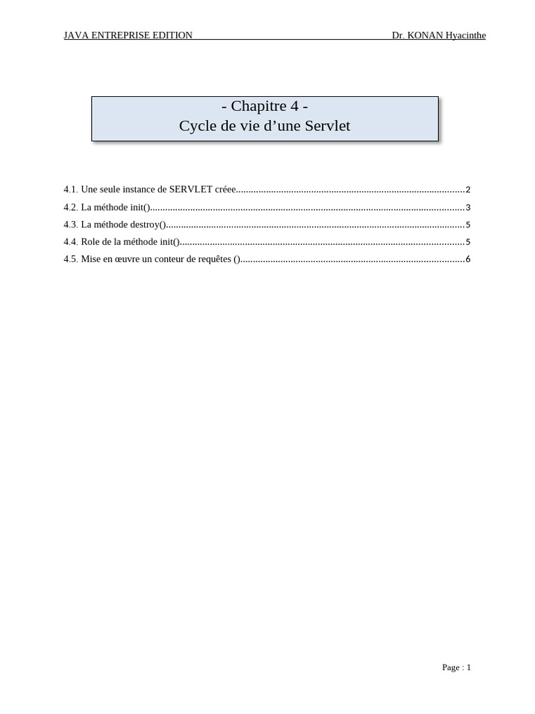 Cycle de Vie d'une Servlet en Java | PDF | Java (Langage de ...