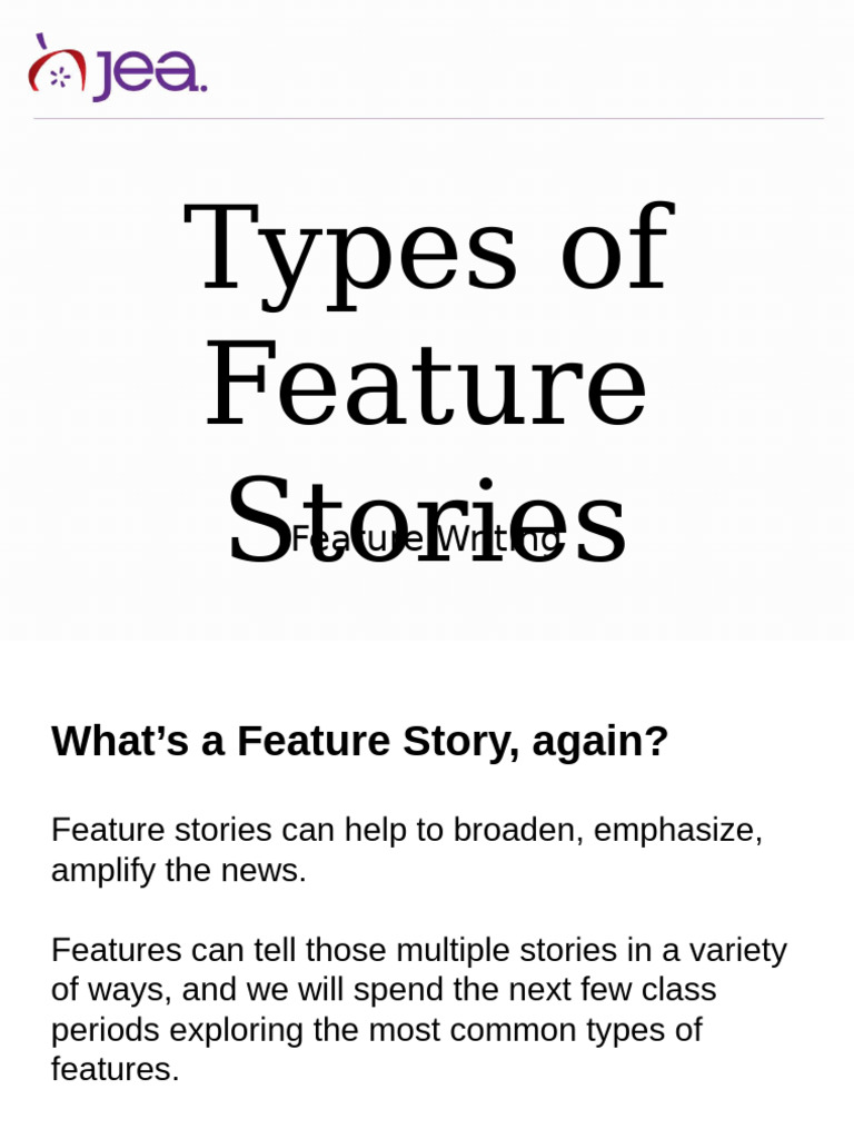 Slideshow Feature Story Types | PDF | News | Narrative
