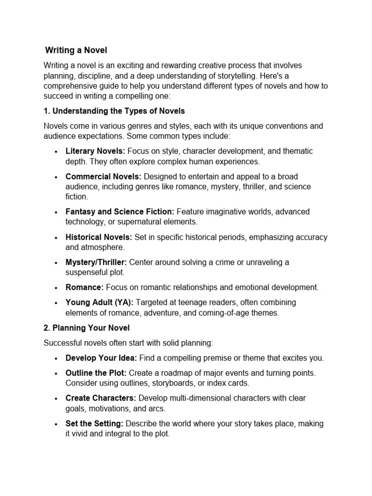 Comprehensive Guide to Writing a Novel | PDF | Romance Novels | Novels