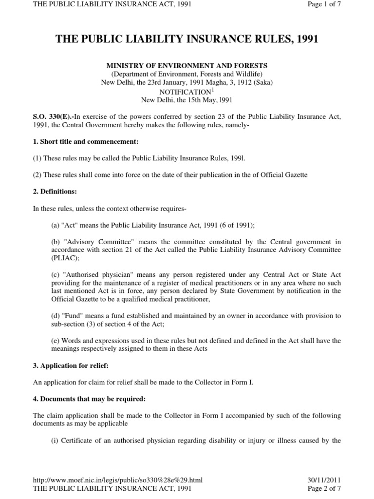 The Public Liability Insurance Rules, 199112082011131827 Liability