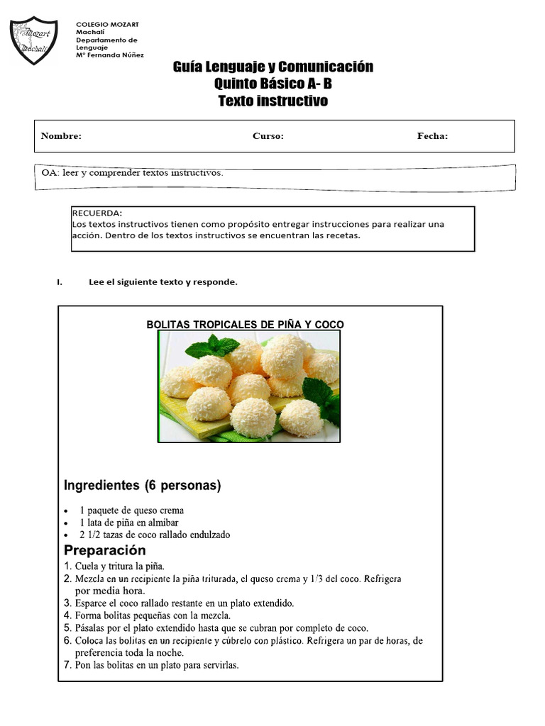 Guía de Textos Instructivos Quinto Básico | PDF