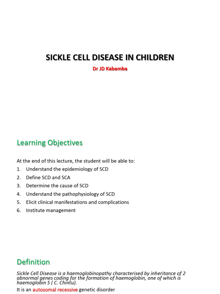 Sickle Cell Disease in Children Overview | PDF | Anemia | Point Mutation