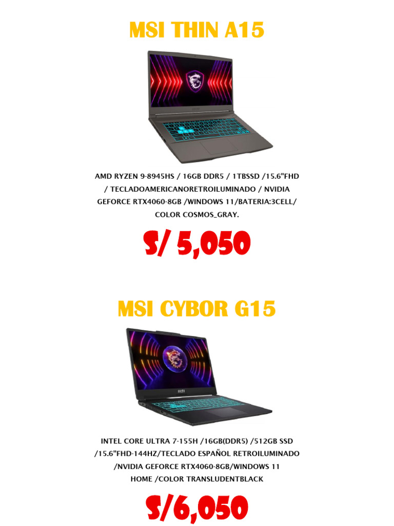 Comparativa de Laptops: Rendimiento y Precio | PDF | Hardware de la ...