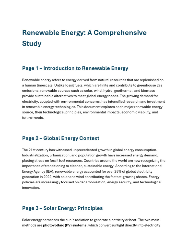 Comprehensive Guide to Renewable Energy | PDF | Biofuel | Renewable Energy