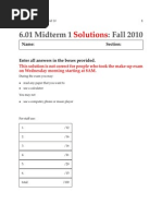 6.01 Midterm 1: Fall 2010: Solutions