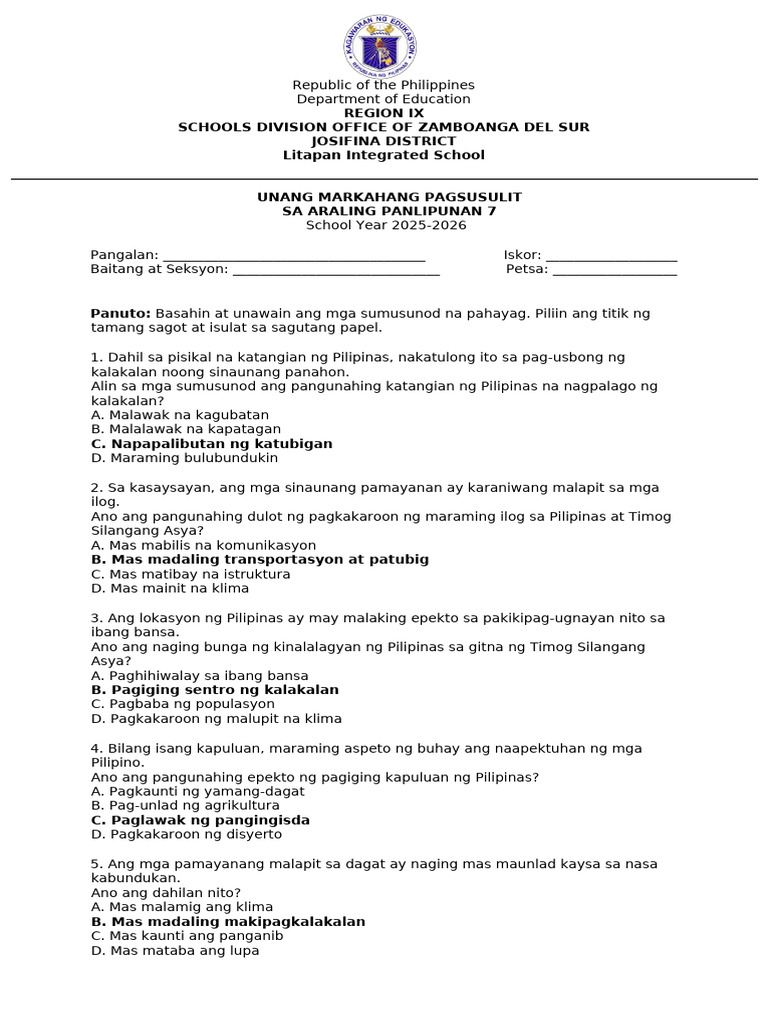 Ap7 TQ Q1 3 | PDF