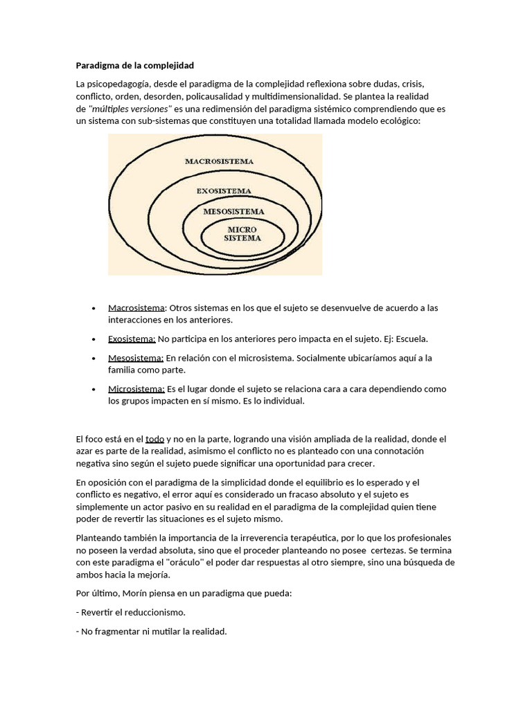 Paradigma de La Complejidad Y LA PSICOPEDAGOGÍA UNIDAD 1 | PDF
