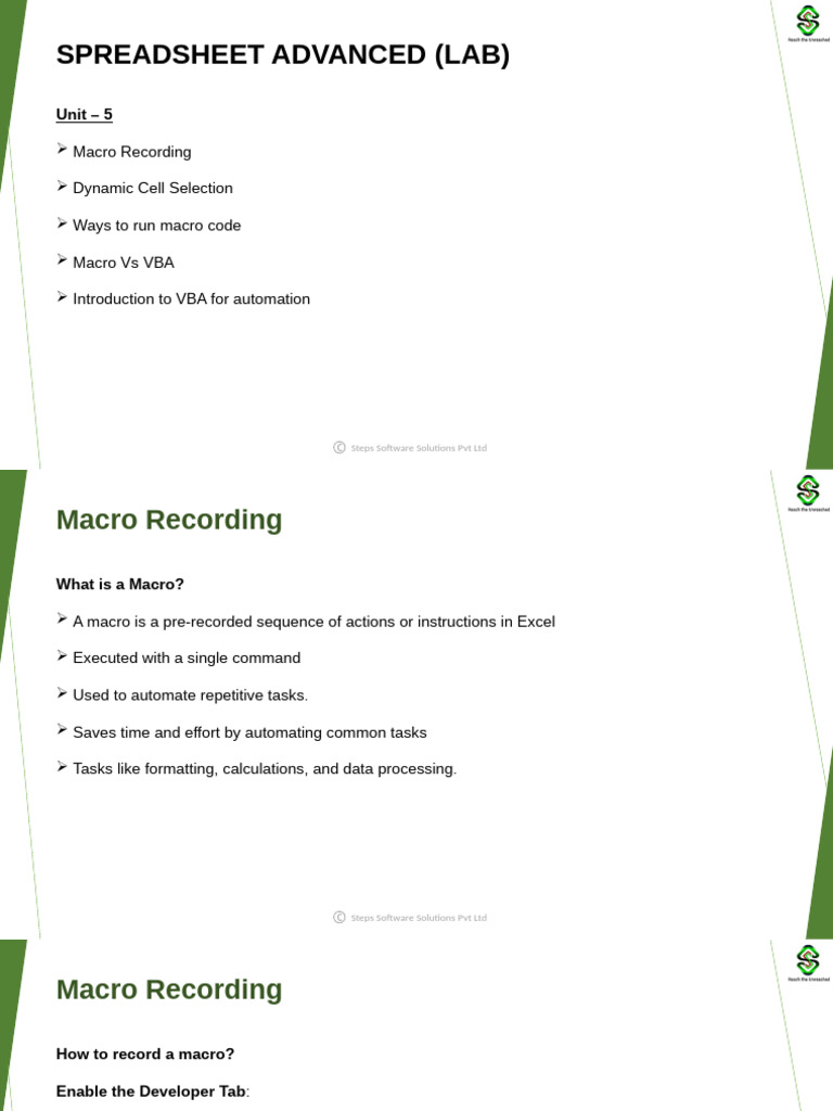 VBA Unit5 | PDF | Variable (Computer Science) | Microsoft Excel