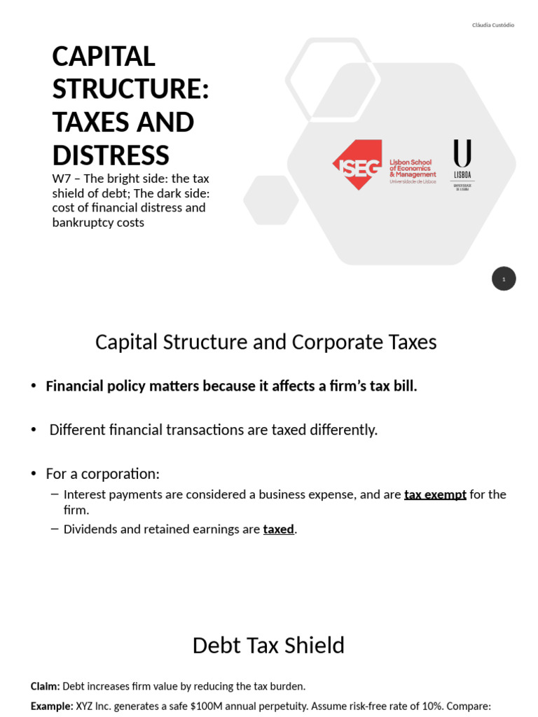 Tax Shield Benefits and Risks of Debt | PDF | Capital Structure | Taxes