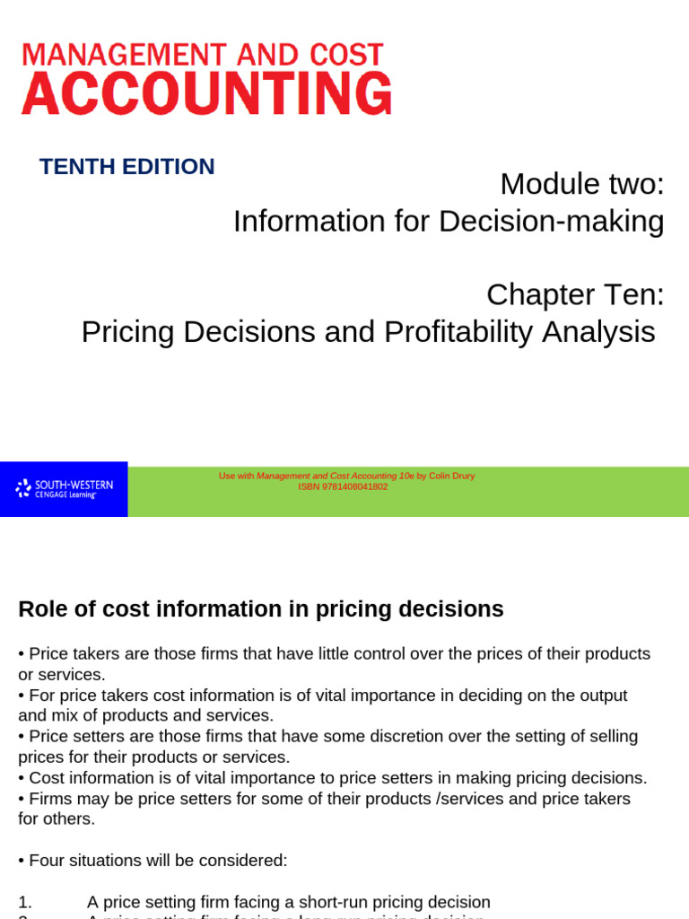 Pricing Decisions and Profitability Analysis | PDF | Pricing | Cost ...