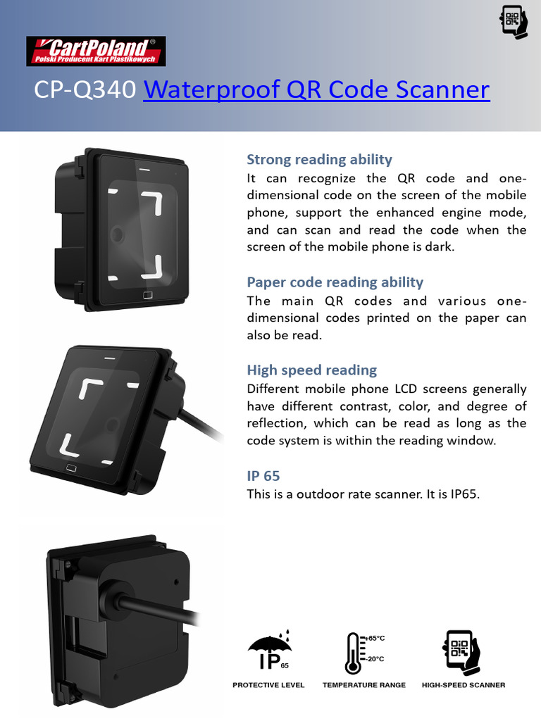 CP Q340 QR Code Scanner Brochure ANG | PDF | Image Scanner | Qr Code