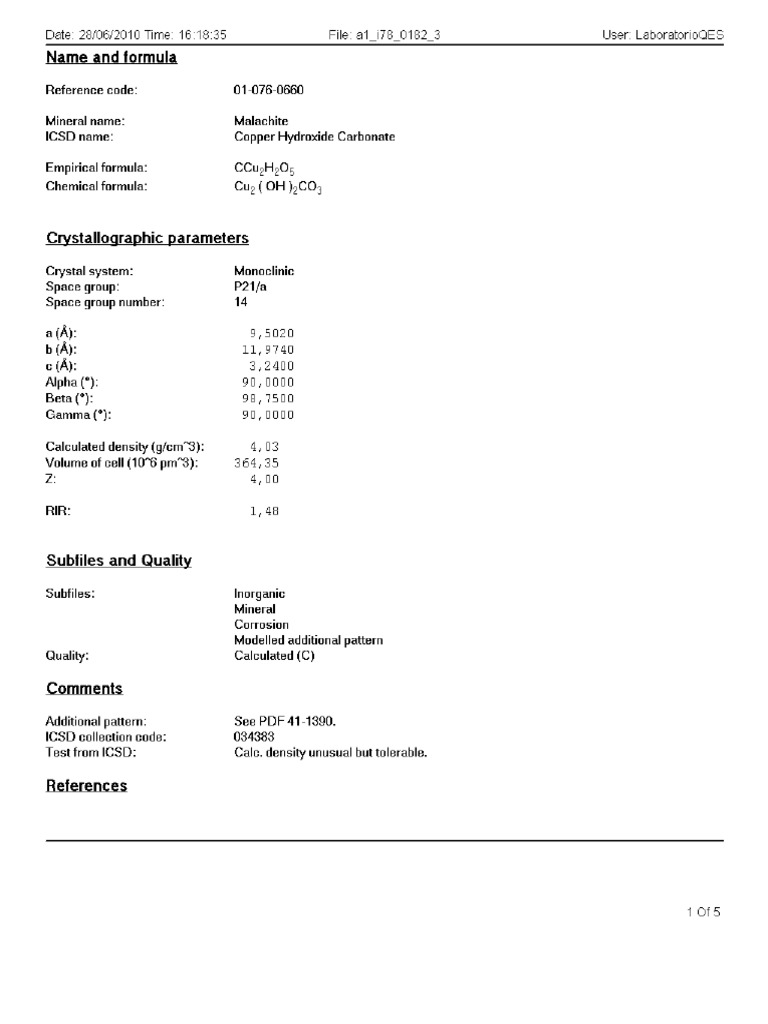 Patro Cu2 (OH) 2CO3 | PDF