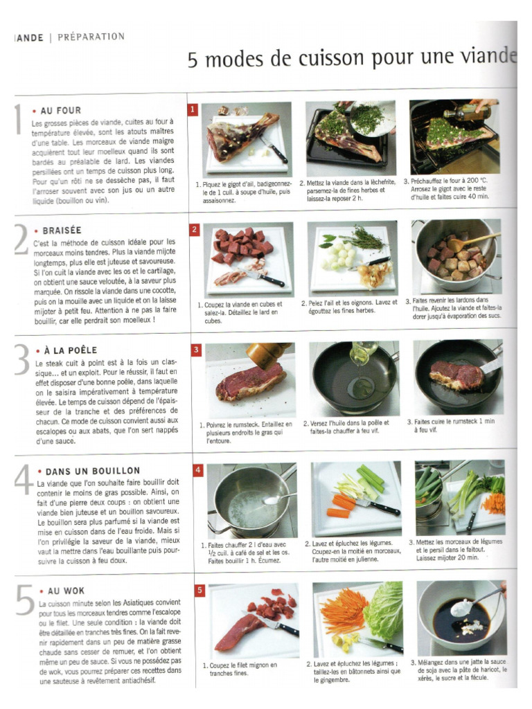 5 Modes de Cuisson Viandes - Réussir Toute La Cuisine - P. 234 e 235 | PDF
