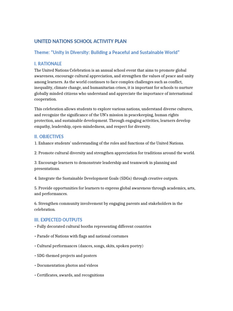UN Activity Plan Detailed | PDF | United Nations | International Relations