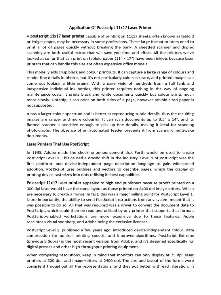 PostScript 11x17 Laser Printer Guide | PDF | Image Scanner | Printer ...