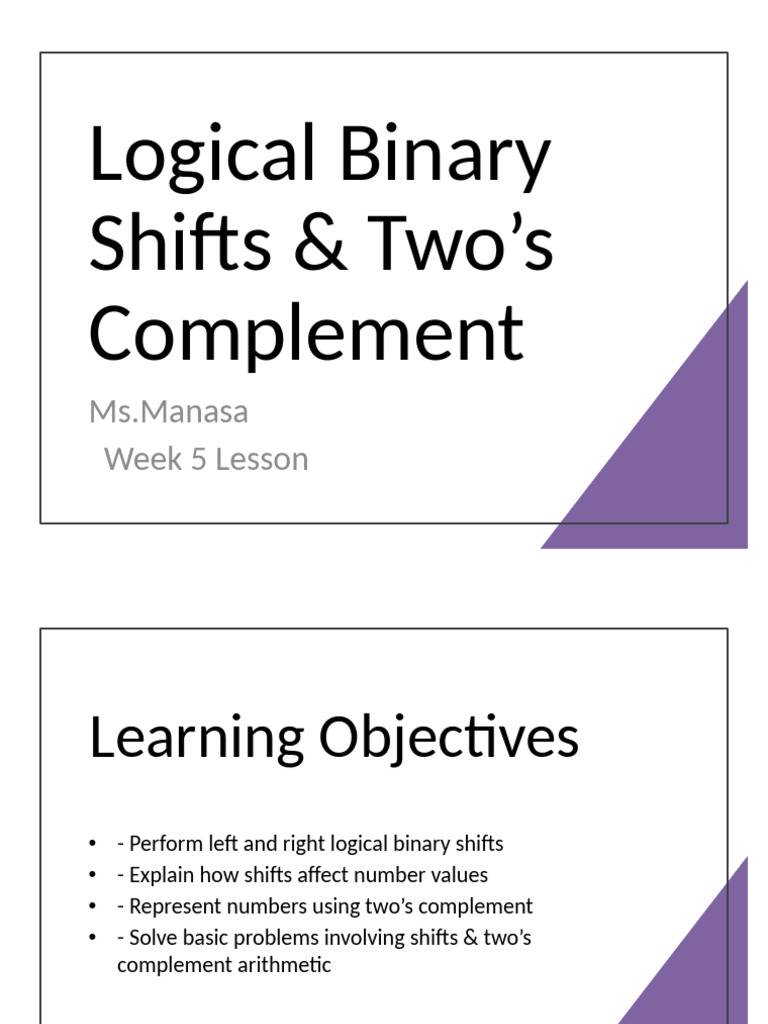 Logical Binary Shifts Presentation | PDF