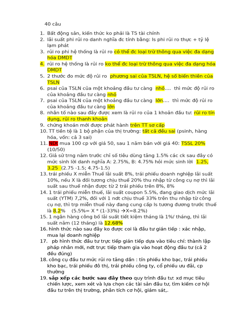 trắc nghiệm dttc | PDF