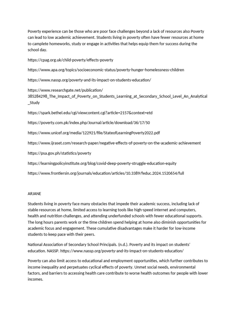 Impact of Poverty on Student Success | PDF | Poverty | Poverty ...