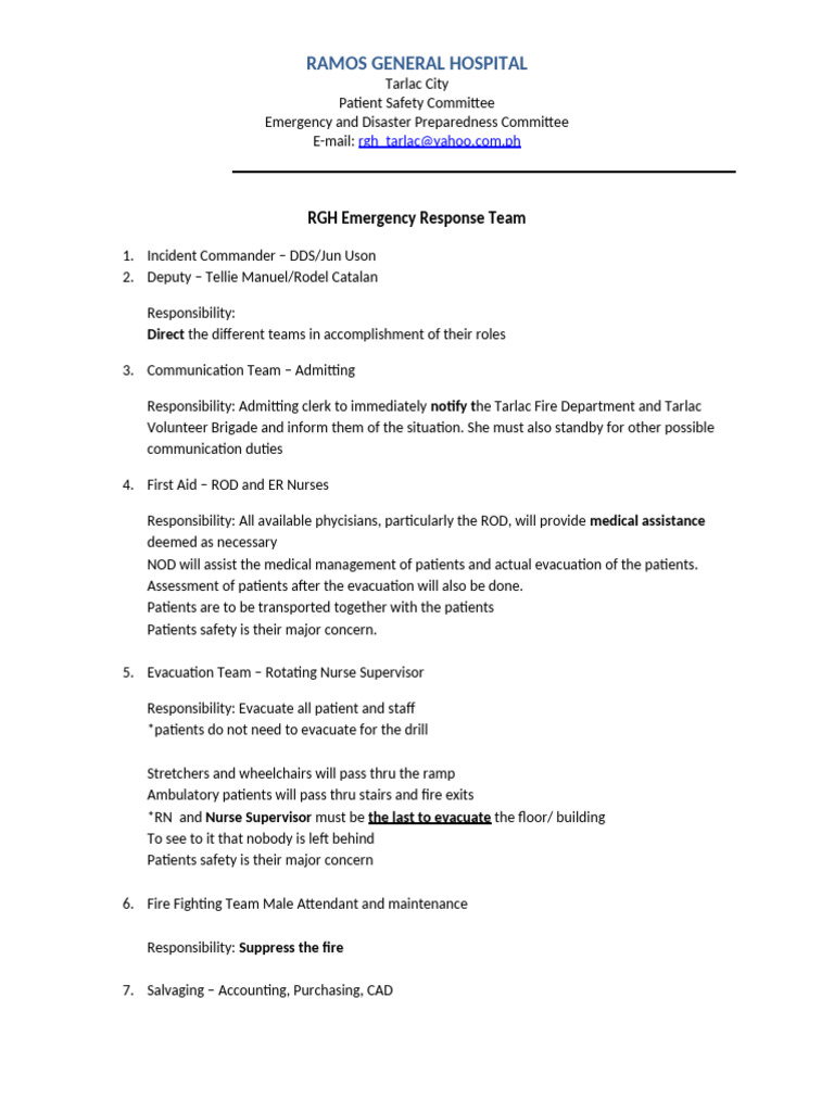 Responsibilities Fire | PDF | Emergency | Emergency Evacuation