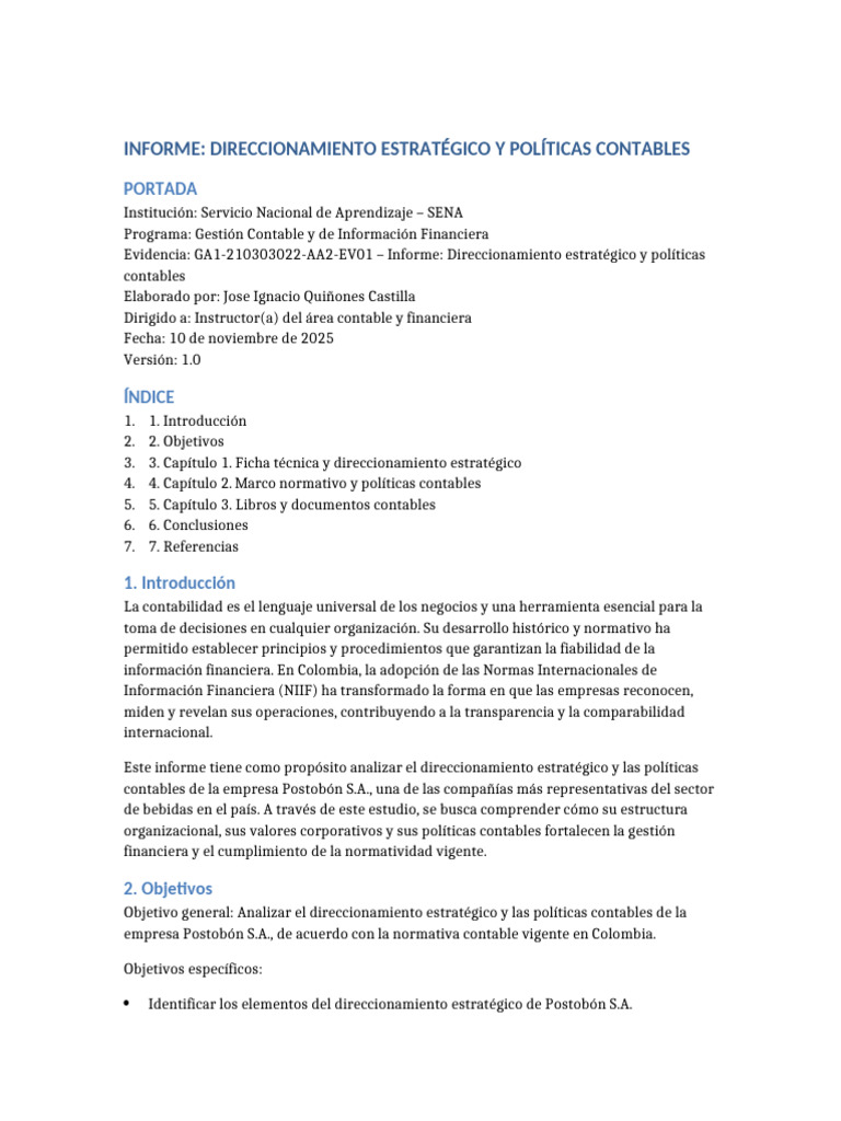 Informe sobre Políticas Contables en Postobón | PDF | normas ...