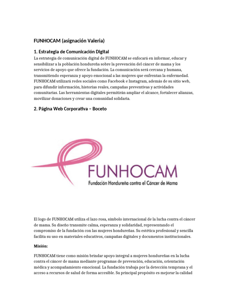 Estrategia Digital de FUNHOCAM para Cáncer de Mama | PDF | Cáncer de mama