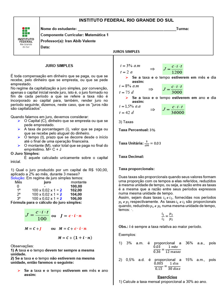 Entendendo Juros Simples: Conceitos e Cálculos | PDF | Juros | Economias