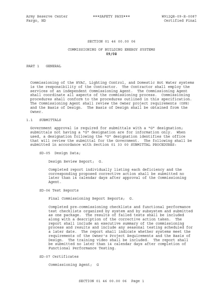 014600.00 06 Commissioning of Building Energy Systems | PDF | Water ...