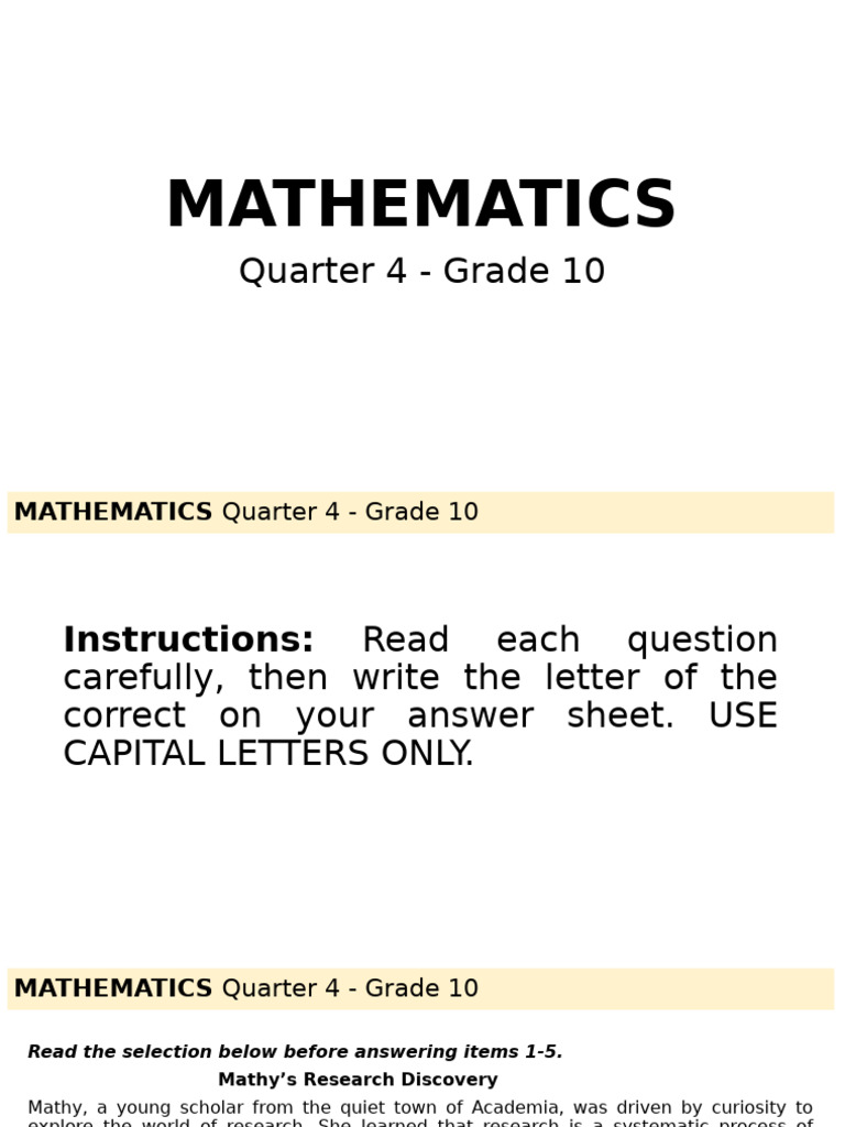 Grade 10 Math Research Techniques | PDF | Sampling (Statistics) | Quartile