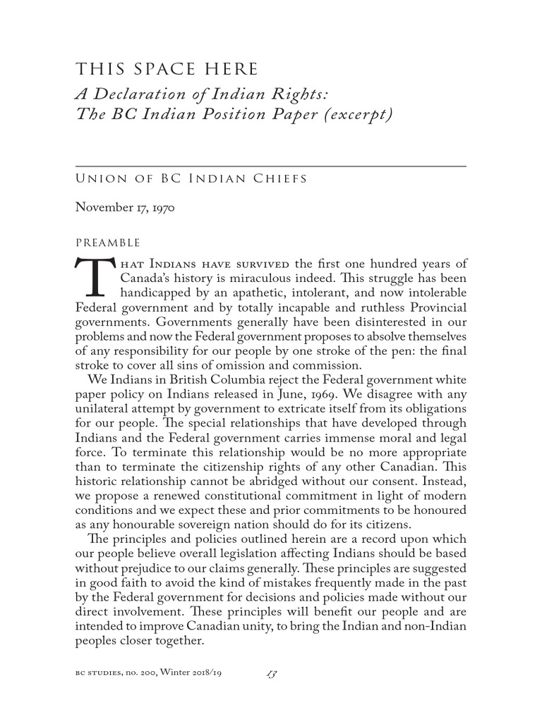 BC Indian Rights Declaration 1970 | PDF | Canada | Justice