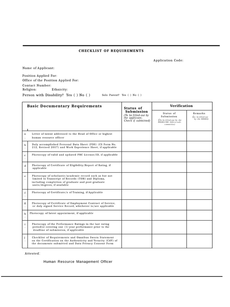 Essential Documentary Requirements Checklist | PDF