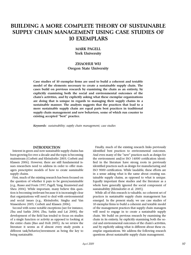 Sustainable Supply Chain Management Insights | PDF | Supply Chain ...
