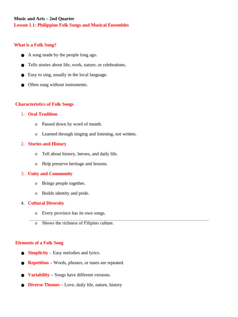 Mapeh Reviewer | PDF | Family | String Instruments