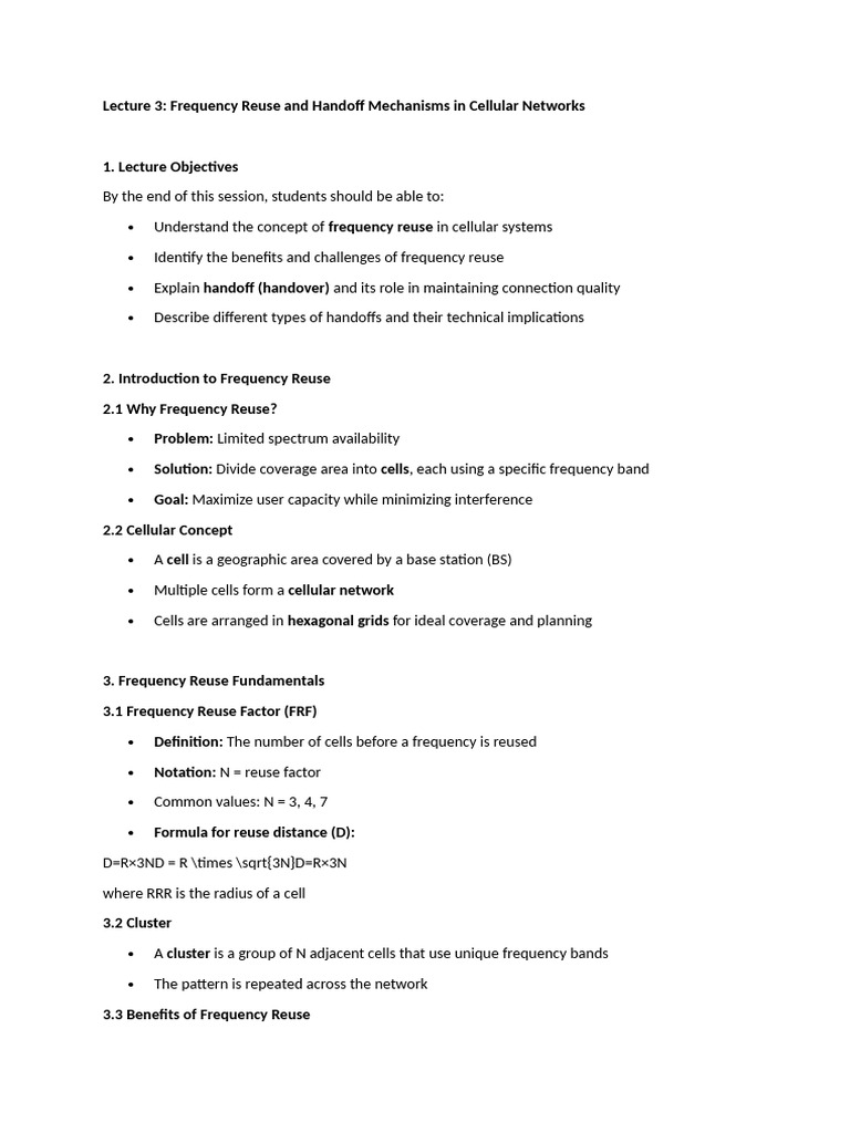 Lecture 3 | PDF | Cellular Network | Telecommunications