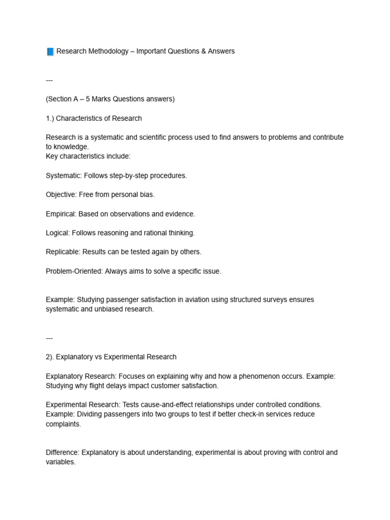 Research Methodology Q&A Guide | PDF | Sampling (Statistics) | Type I ...