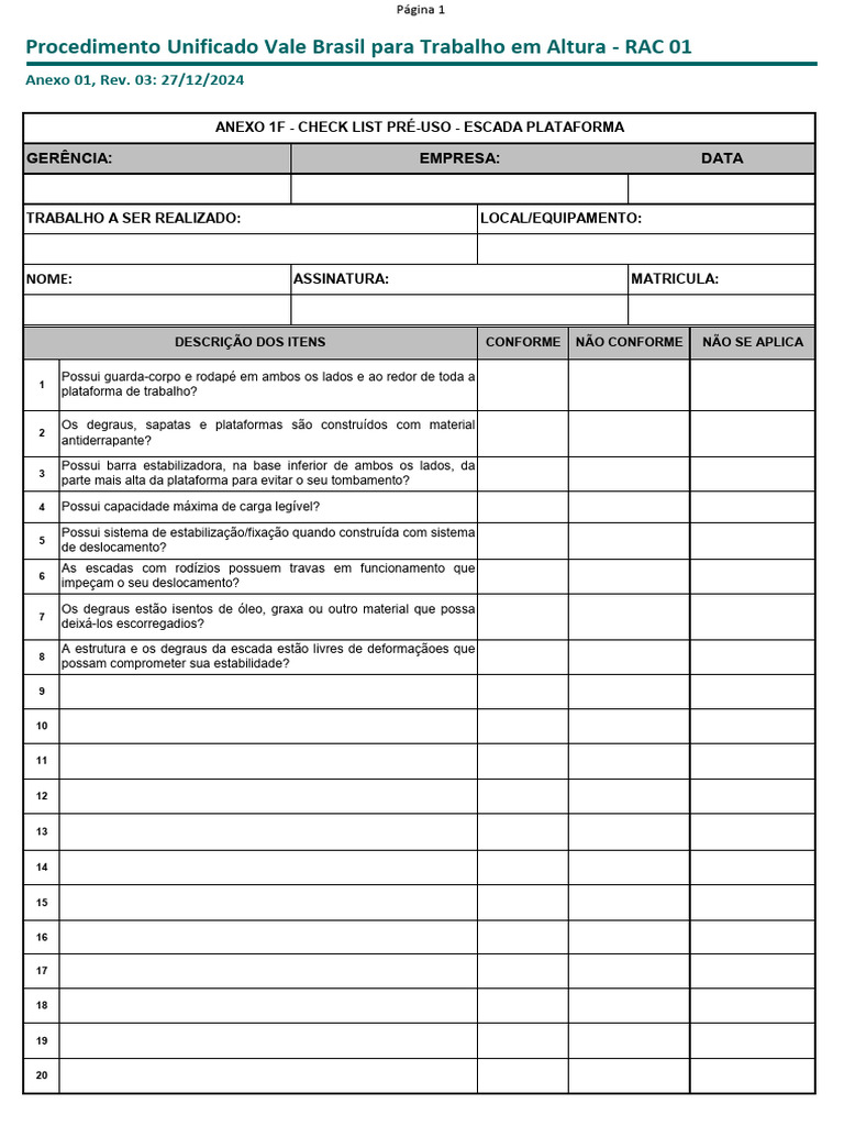 Check List de Segurança para Escadas | PDF