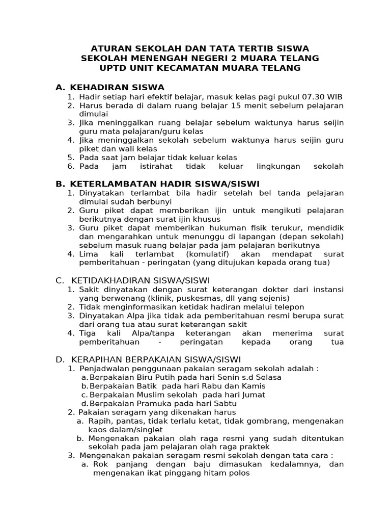 Tata Tertib Sekolah | PDF