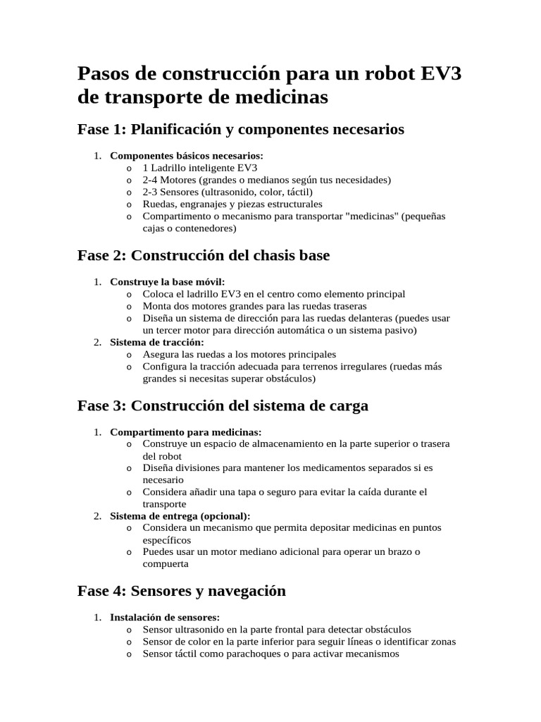 Construcción de Robot EV3 para Medicinas | PDF | Robot | Robótica